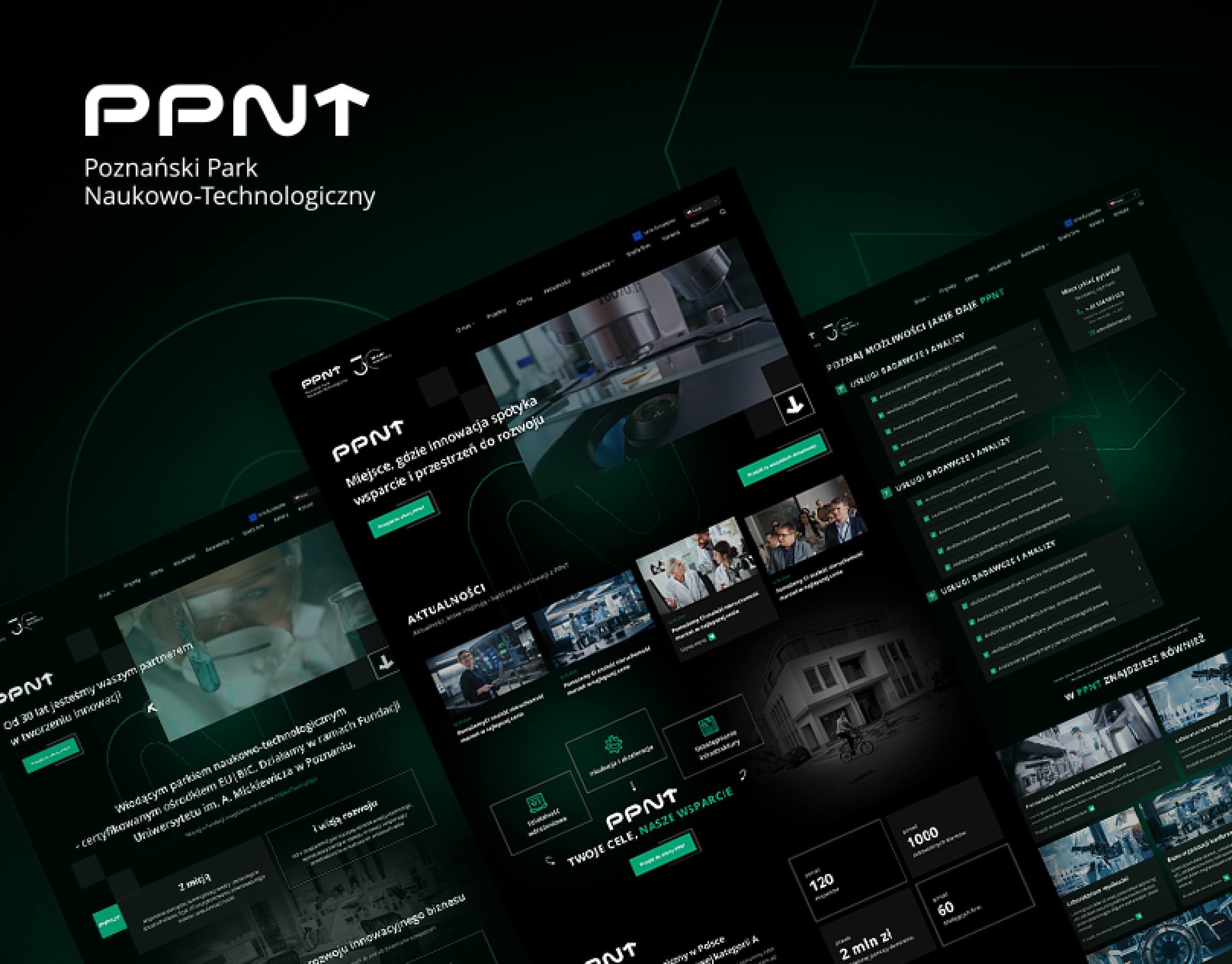 Strona internetowa dla Poznańskiego Parku Naukowo-Technologicznego - PPNT