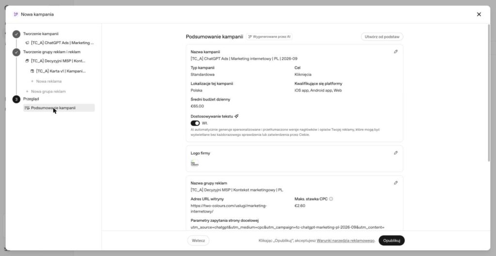 przegląd kampanii w chatgpt ads