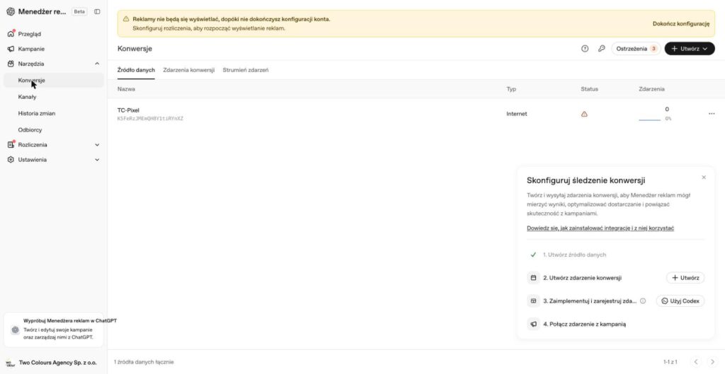 konwersje pixel chatgpt ads