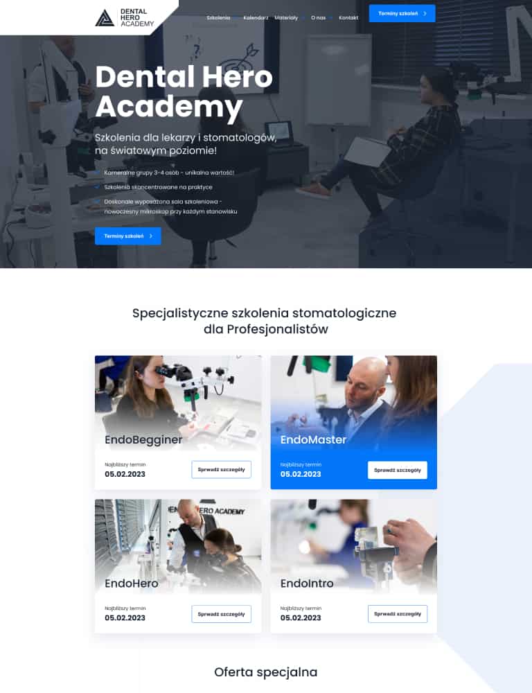 Realizacja strony www dla Dental Hero Academy przez Two Colours Agency